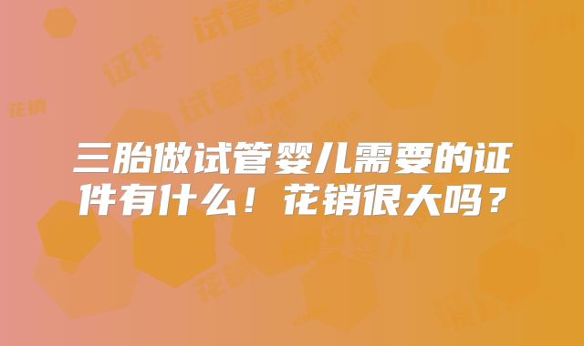 三胎做试管婴儿需要的证件有什么！花销很大吗？