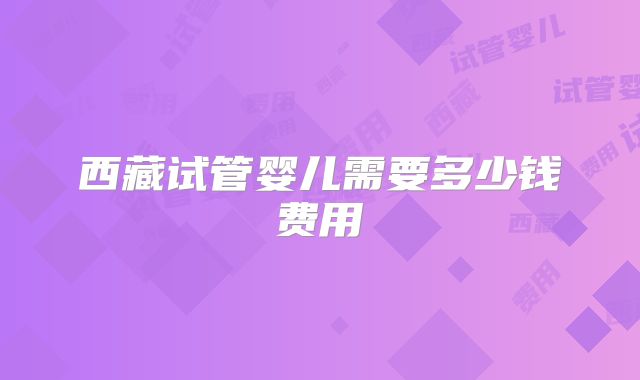 西藏试管婴儿需要多少钱费用