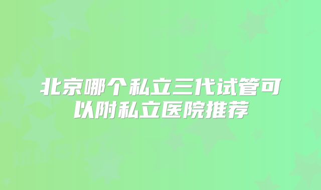 北京哪个私立三代试管可以附私立医院推荐