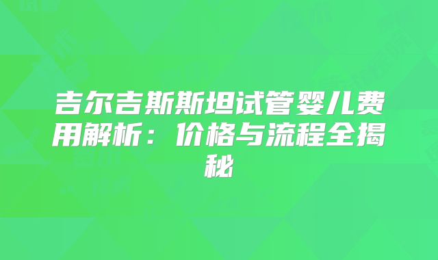 吉尔吉斯斯坦试管婴儿费用解析：价格与流程全揭秘