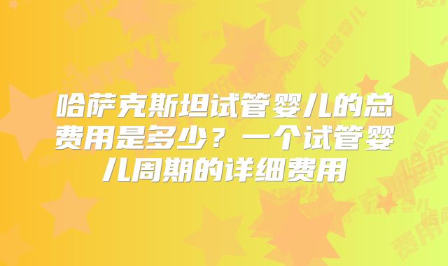 哈萨克斯坦试管婴儿的总费用是多少？一个试管婴儿周期的详细费用