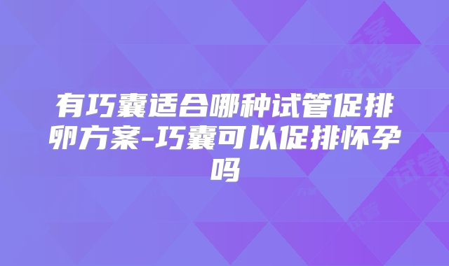 有巧囊适合哪种试管促排卵方案-巧囊可以促排怀孕吗
