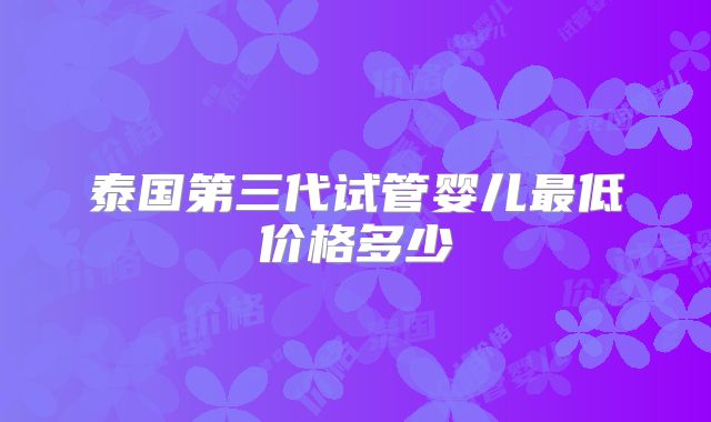 泰国第三代试管婴儿最低价格多少