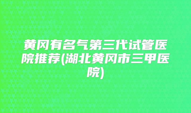 黄冈有名气第三代试管医院推荐(湖北黄冈市三甲医院)