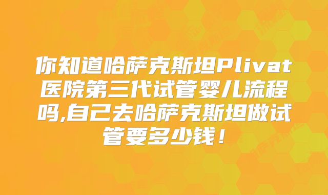你知道哈萨克斯坦Plivat医院第三代试管婴儿流程吗,自己去哈萨克斯坦做试管要多少钱！