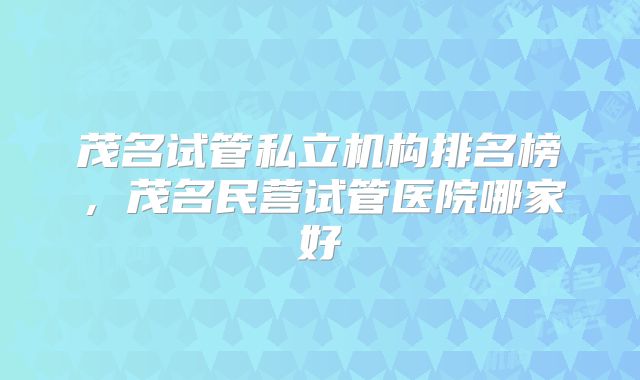 茂名试管私立机构排名榜,茂名民营试管医院哪家好