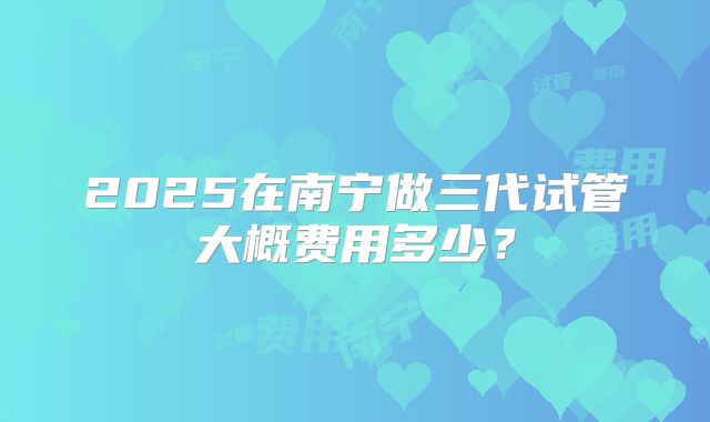 2025在南宁做三代试管大概费用多少?