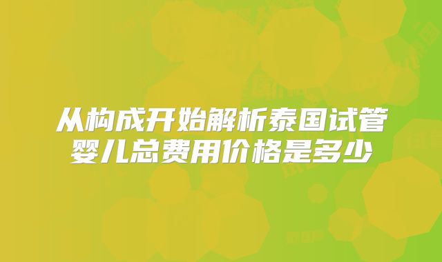 从构成开始解析泰国试管婴儿总费用价格是多少