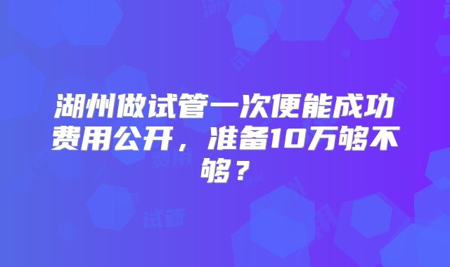 湖州做试管一次便能成功费用公开，准备10万够不够？