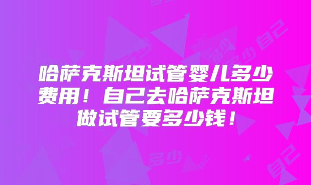 哈萨克斯坦试管婴儿多少费用！自己去哈萨克斯坦做试管要多少钱！