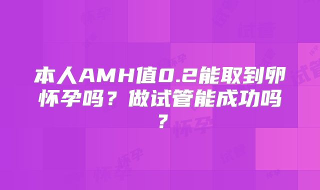 本人AMH值0.2能取到卵怀孕吗？做试管能成功吗？