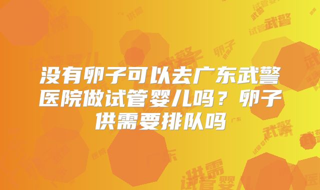 没有卵子可以去广东武警医院做试管婴儿吗?卵子供需要排队吗