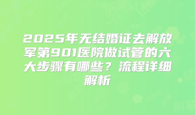 2025年无结婚证去解放军第901医院做试管的六大步骤有哪些?流程详细解析