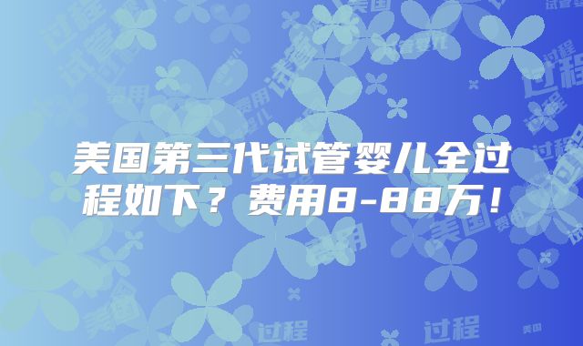 美国第三代试管婴儿全过程如下？费用8-88万！