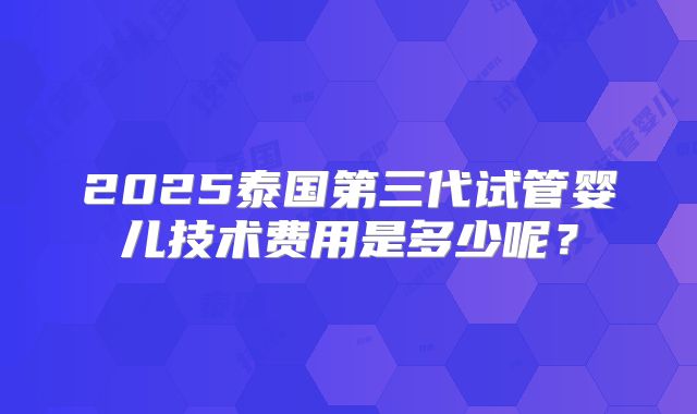 2025泰国第三代试管婴儿技术费用是多少呢？