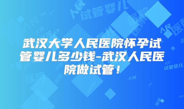 武汉大学人民医院怀孕试管婴儿多少钱-武汉人民医院做试管！