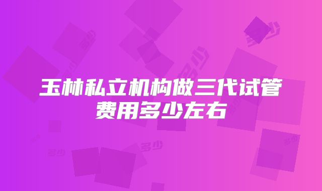 玉林私立机构做三代试管费用多少左右