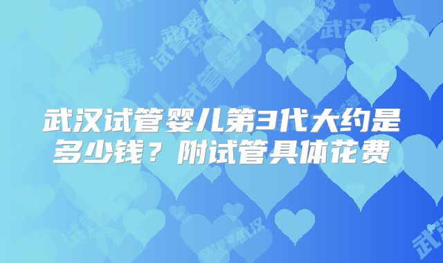 武汉试管婴儿第3代大约是多少钱？附试管具体花费