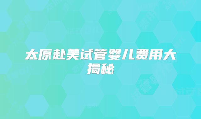 太原赴美试管婴儿费用大揭秘