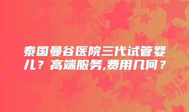 泰国曼谷医院三代试管婴儿?高端服务,费用几何?
