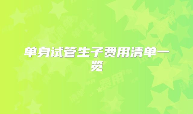 单身试管生子费用清单一览