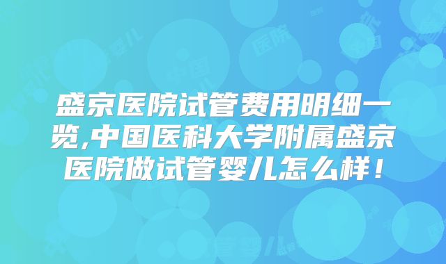 盛京医院试管费用明细一览,中国医科大学附属盛京医院做试管婴儿怎么样!