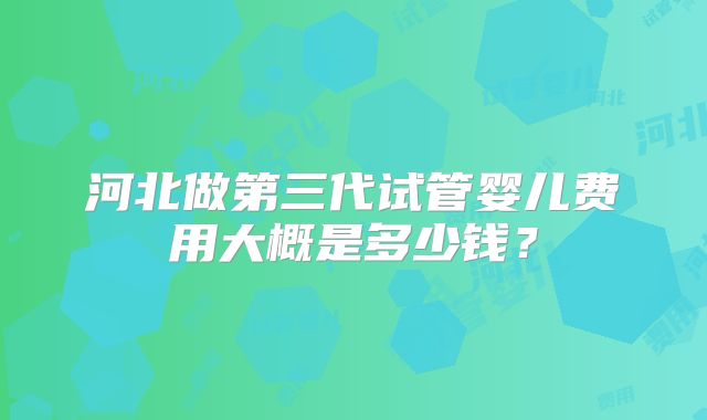 河北做第三代试管婴儿费用大概是多少钱?