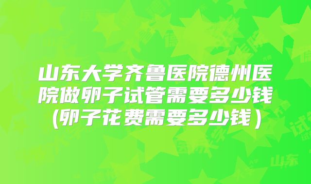 山东大学齐鲁医院德州医院做卵子试管需要多少钱(卵子花费需要多少钱)