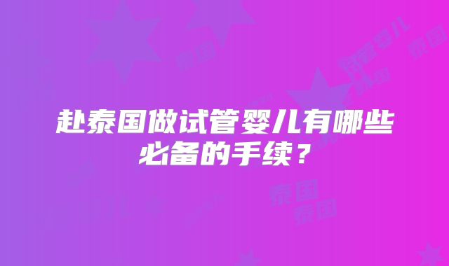 赴泰国做试管婴儿有哪些必备的手续？