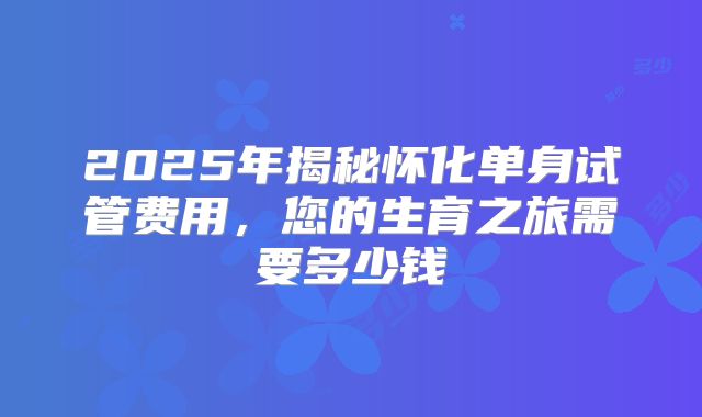 2025年揭秘怀化单身试管费用，您的生育之旅需要多少钱
