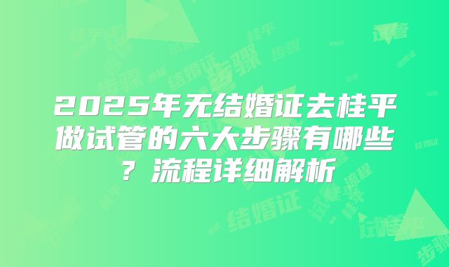 2025年无结婚证去桂平做试管的六大步骤有哪些？流程详细解析