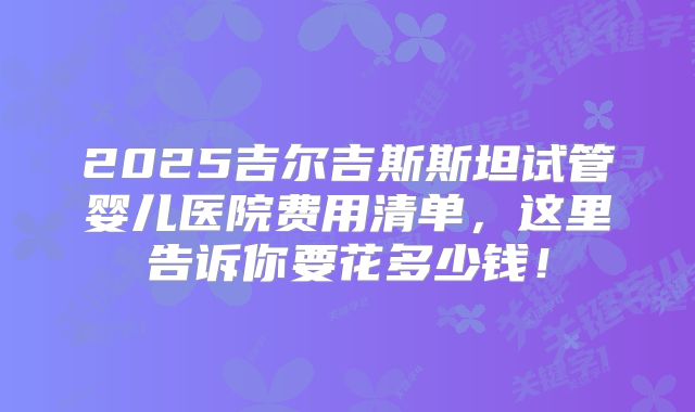 2025吉尔吉斯斯坦试管婴儿医院费用清单,这里告诉你要花多少钱!