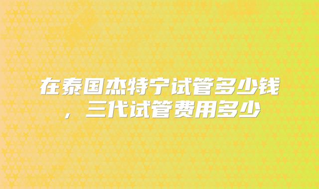 在泰国杰特宁试管多少钱,三代试管费用多少