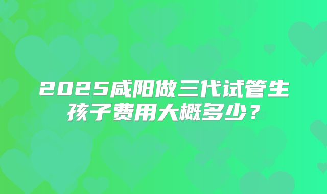 2025咸阳做三代试管生孩子费用大概多少？