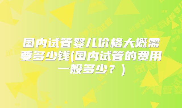 国内试管婴儿价格大概需要多少钱(国内试管的费用一般多少?)