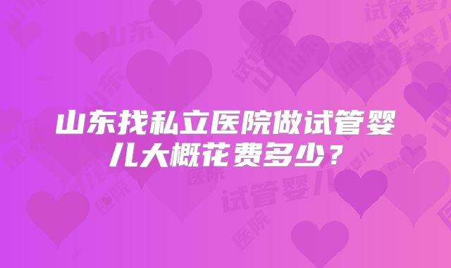 山东找私立医院做试管婴儿大概花费多少？
