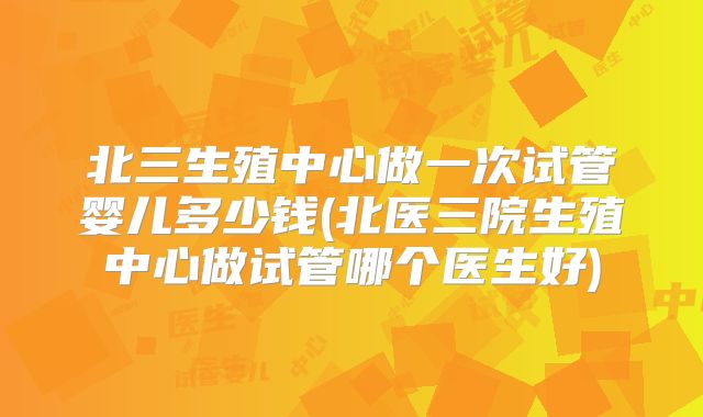 北三生殖中心做一次试管婴儿多少钱(北医三院生殖中心做试管哪个医生好)