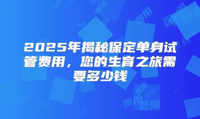 2025年揭秘保定单身试管费用，您的生育之旅需要多少钱