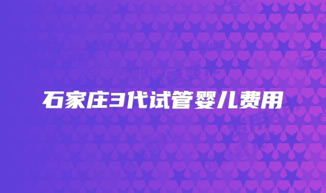 石家庄3代试管婴儿费用
