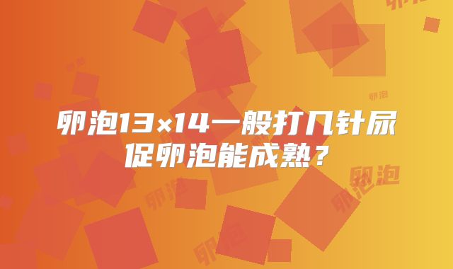 卵泡13×14一般打几针尿促卵泡能成熟？