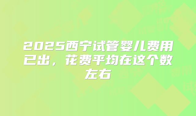 2025西宁试管婴儿费用已出，花费平均在这个数左右