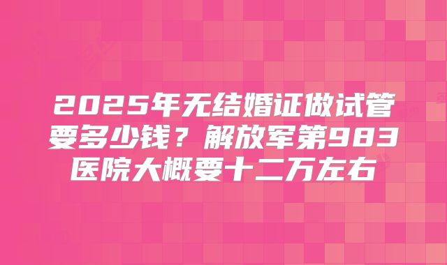 2025年无结婚证做试管要多少钱?解放军第983医院大概要十二万左右