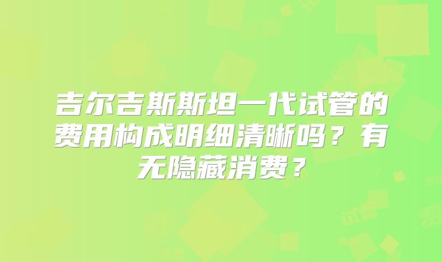 吉尔吉斯斯坦一代试管的费用构成明细清晰吗？有无隐藏消费？
