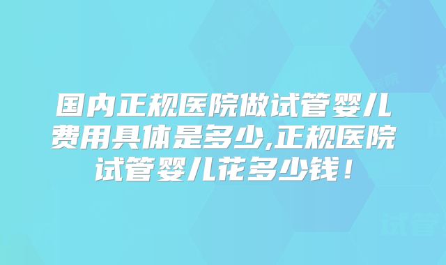 国内正规医院做试管婴儿费用具体是多少,正规医院试管婴儿花多少钱！