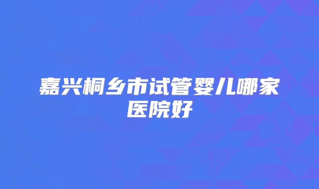 嘉兴桐乡市试管婴儿哪家医院好