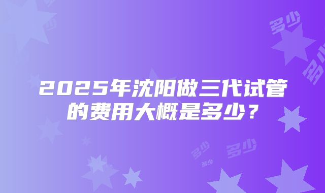 2025年沈阳做三代试管的费用大概是多少？