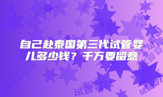 自己赴泰国第三代试管婴儿多少钱?千万要留意