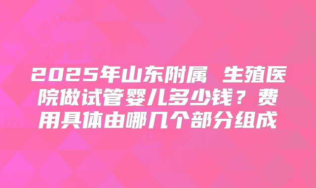 2025年山东附属 生殖医院做试管婴儿多少钱？费用具体由哪几个部分组成