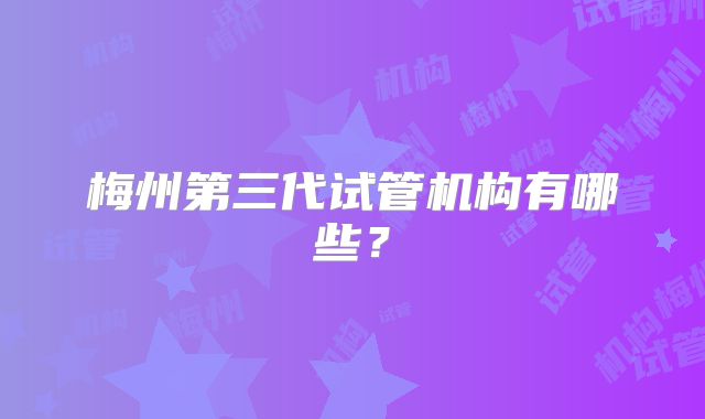 梅州第三代试管机构有哪些？