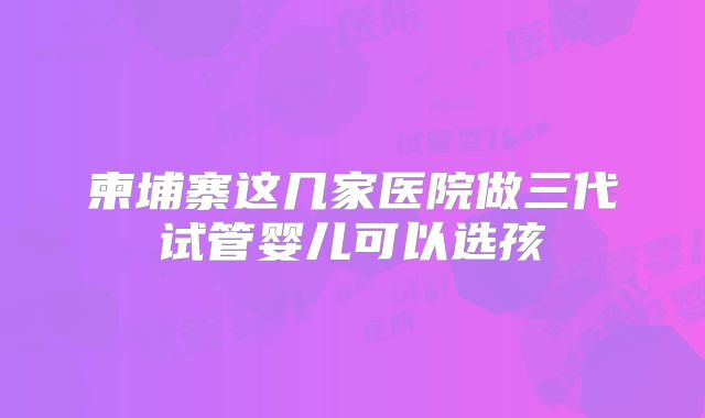 柬埔寨这几家医院做三代试管婴儿可以选孩